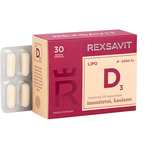 Liposominis vitaminas D3 2000, TV REXSAVIT LIPO, 30 kaps. | Mano Vaistinė