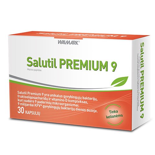 Probiotikai SALUTIL PREMIUM 9 (9 mlrd. Gyvybingųjų bakterijų), 30 kaps.  | Mano Vaistinė