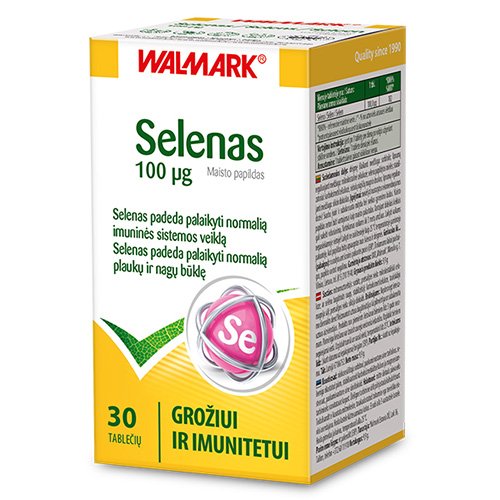 Selenas grožiui ir imunitetui Selenas WALMARK SELENAS 100mcg, 30 tab. | Mano Vaistinė