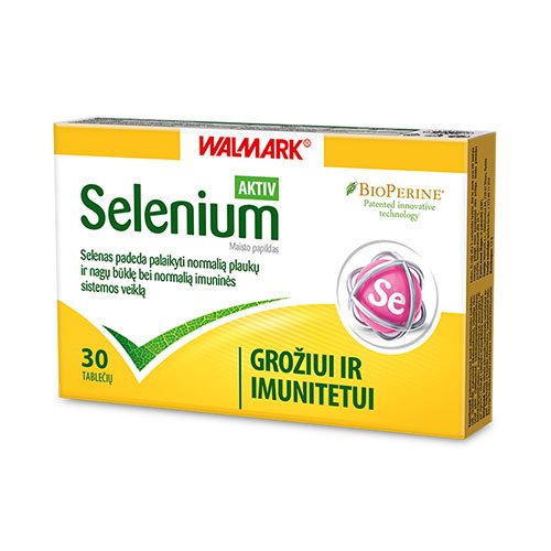 Selenas grožiui ir imunitetui su juodojo pipiro ekstraktu Selenas WALMARK SELENIUM AKTIV 100mcg, 30 tab. | Mano Vaistinė