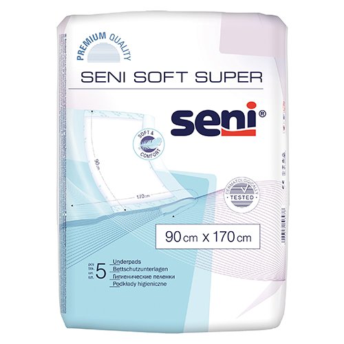 Medicinos prekės Paklotai SENI SOFT SUPER, 90x170cm, 5 vnt. | Mano Vaistinė