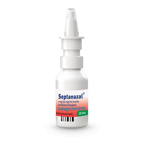 Preparatas nosiai Septanazal nosies purškalas suaugusiems 1 mg + 50 mg / ml, 10 ml  | Mano Vaistinė
