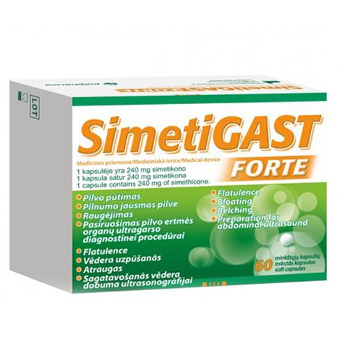 Maisto papildas virškinimui Simetigast Forte 240 mg kapsulės, N10 | Mano Vaistinė