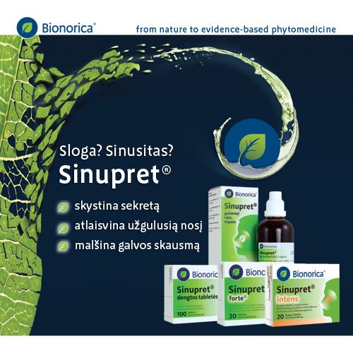 Kvėpavimo takams skirtas vaistas Sinupret forte tabletės, nuo sinusito, N20 | Mano Vaistinė