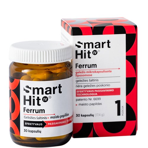 Geležies preparatas SmartHit IV Ferrum kapsulės, N30 | Mano Vaistinė