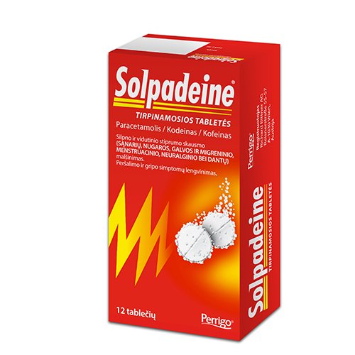 Skausmą, karščiavimą mažinantis vaistas Solpadeine tirpinamosios tabletės, N12 | Mano Vaistinė