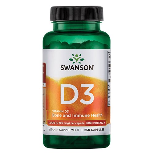 Maisto papildas, vitaminas D Swanson vitamino D3 1000TV kapsulės, N250 | Mano Vaistinė