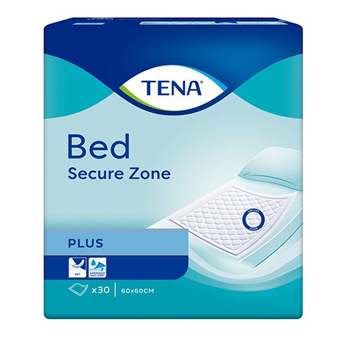 Skystį sugeriantys paklotai Tena paklotai Bed Plus Secure Zone, sugeriantys skystį, 60 x 60 cm, N30 | Mano Vaistinė