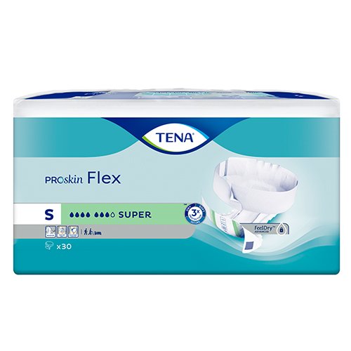 Sauskelnės, kelnaitės ir įklotai TENA sauskelnės Flex Super (S), N30 | Mano Vaistinė
