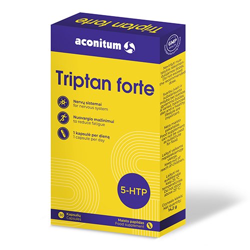 Maisto papildas nervų sistemai Triptan Forte kapsulės, N30 | Mano Vaistinė