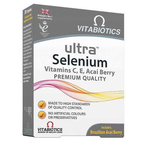 Seleno, acai uogų bei vitaminų C ir E kompleksas Imunitetui, grožiui, nuovargio mažinimui ULTRA SELENIUM, 30 tab. | Mano Vaistinė