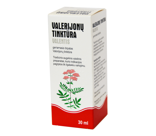 Stresą mažinantys vaistai Valerijonų tinktūra Valentis geriamasis tirpalas, 30 ml | Mano Vaistinė
