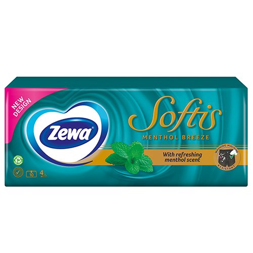Nosinės, servetėlės Vienkartinės nosinaitės ZEWA Softis Menthol, mentolio kvapo,  N10x9 | Mano Vaistinė
