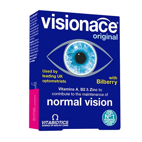 Vitaminų ir mineralų derinys su liuteinu ir mėlynių ekstraktu Papildas akims ir regėjimui VISIONACE ORIGINAL, 30 tab. | Mano Vaistinė