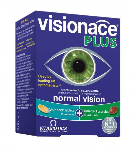 Maisto papildas akims Visionace Plus, 56 tabletės / kapsulės | Mano Vaistinė