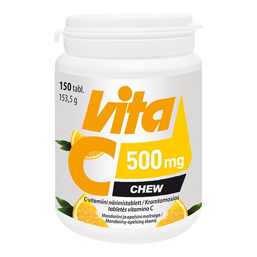 Vitaminai VITA C CHEW 500 mg, 150 tabl. | Mano Vaistinė