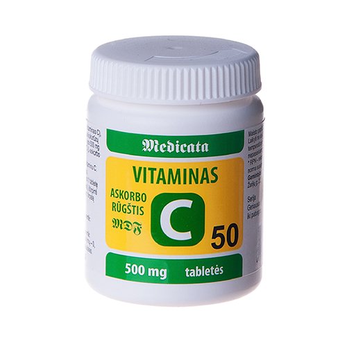 Maisto papildas imunitetui, vitaminas C Askorbo rūgšties MDF 500 mg tabletės, N50  | Mano Vaistinė