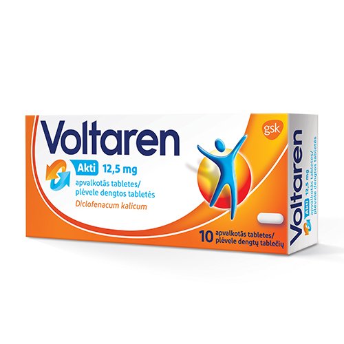 Priešuždegiminis vaistas Voltaren Akti 12,5 mg tabletės, N10 | Mano Vaistinė