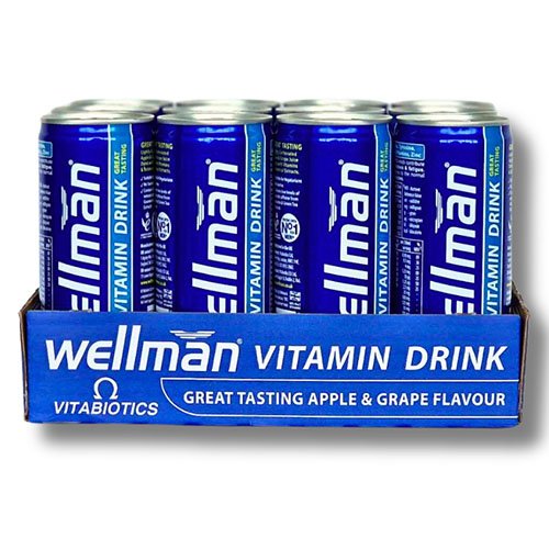 Be dirbtinių stimuliantų, subalansuotas vyrams Vitaminų gėrimas energijai WELLMAN, 12 vnt. po 250 ml | Mano Vaistinė