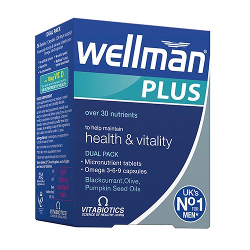 Maisto papildas vyrams Wellman Plus Omega 3 6 9 kapsulės / tabletės, N28+28 | Mano Vaistinė