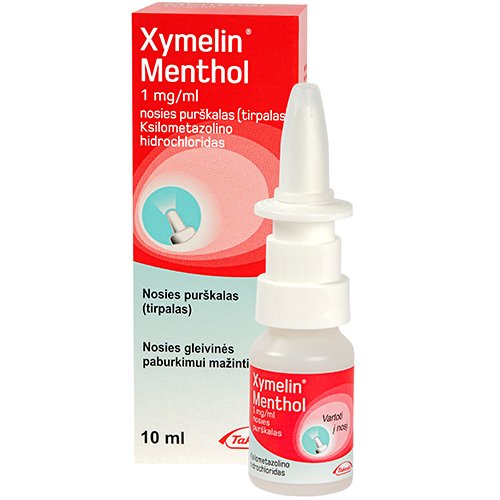 Vaistas nuo slogos Xymelin Menthol 1.0mg / ml nosies purškalas, 10 ml | Mano Vaistinė
