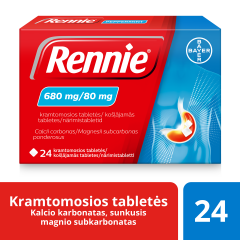 Rennie 680 mg/80 mg kramtomosios tabletės, N24
