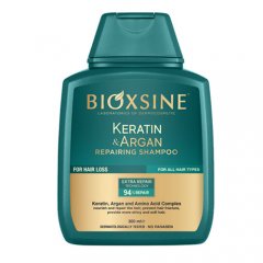 Atstatomasis plaukų šampūnas su keratinu ir argano aliejumi nuo plaukų slinkimo BIOXSINE, 300ml