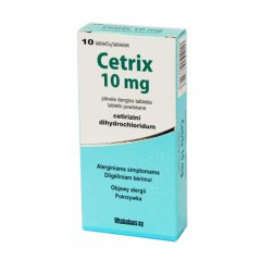 Cetrix 10mg tabletės nuo alergijos, N10