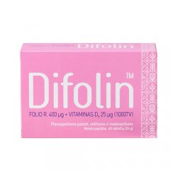 Difolin folio rūgšties ir vitamino D3 tabletės, N60