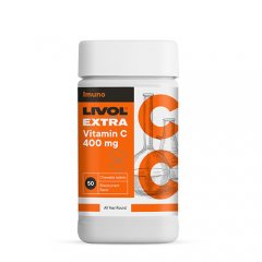 LIVOL EXTRA Vitaminas C 400mg, 50 kramtomųjų tablečių