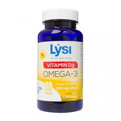Lysi Omega-3 žuvų taukai + vitaminas D3 kapsulės, N120