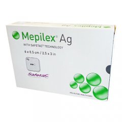 Mepilex Ag minkšto silikono tvarstis, 6 x 8.5 cm, N5