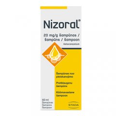 Nizoral 20 mg/ml šampūnas, grybeliui gydyti, 60 ml