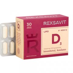 Liposominis vitaminas D3 4000, TV REXSAVIT LIPO, 30 kaps.