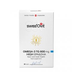 Žuvų taukai Omega-3 TG SWISSOVIT 600 mg, 30 kapsulių