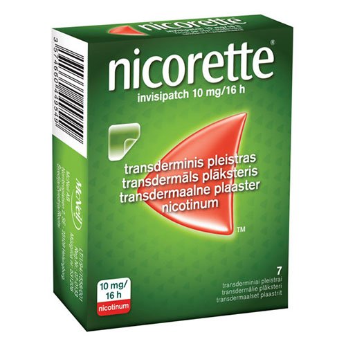 Nicorette invisipatch 10mg/16val. transderminis pleistras N7 | Mano Vaistinė