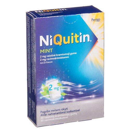 NiQuitin Mint 2mg vaistinė kramtomoji guma N30 | Mano Vaistinė