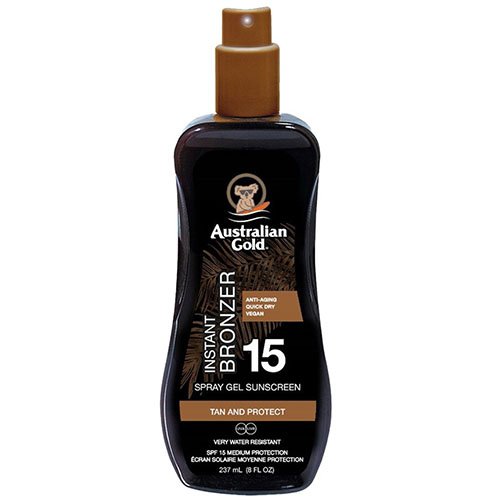 Apsaugos nuo saulės pienelis su bronzantais AUSTRALIAN GOLD SPF15, 237 ml | Mano Vaistinė