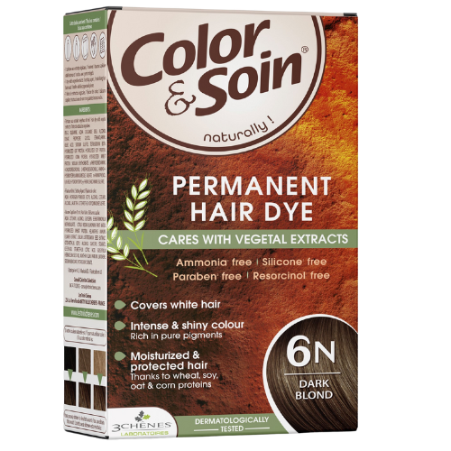 Pažeistiems ir silpniems plaukams. Tinka besilaukiančioms, žindančioms Ilgalaikiai plaukų dažai COLOR & SOIN, tamsi blondinė (6N), 135 ml | Mano Vaistinė Pažeistiems ir silpniems plaukams. Tinka besilaukiančioms, žindančioms Ilgalaikiai plaukų dažai COLOR & SOIN, tamsi blondinė (6N), 135 ml | Mano Vaistinė