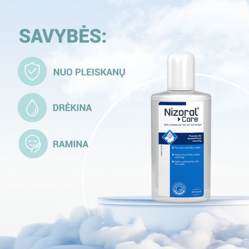 Šampūnas pleiskanojančiai ir niežtinčiai odai NIZORAL CARE OILY SCALP, 200 ml | Mano Vaistinė