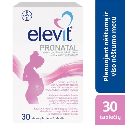 Vitaminai ir mineralai Elevit Pronatal, 30 tablečių | Mano Vaistinė