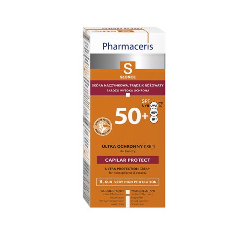 Odai su išsiplėtusiais kapiliarais, linkusiai į rožinę Apsauginis veido kremas PHARMACERIS S CAPILAR&SUN SPF50+, 50 ml | Mano Vaistinė Odai su išsiplėtusiais kapiliarais, linkusiai į rožinę Apsauginis veido kremas PHARMACERIS S CAPILAR&SUN SPF50+, 50 ml | Mano Vaistinė