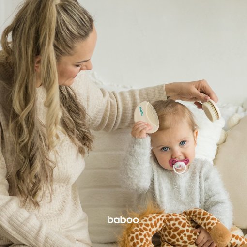 Lengvai kasdienei kūdikio plaukų priežiūrai Šukos ir šepetys, 0+ mėn BABOO | Mano Vaistinė