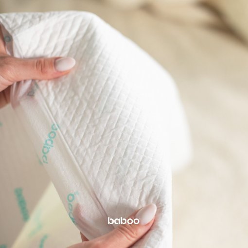Minkšti, saugūs ir patogūs kelionėje Vienkartiniai pervystymo paklotai 60 x 60 cm BABOO AIRCOMFORT, 20 vnt. | Mano Vaistinė