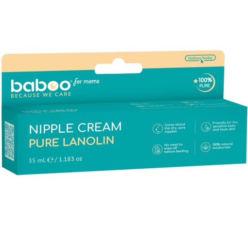 Apsaugo, ramina ir drėkina Lanolino spenelių kremas BABOO, 35 ml | Mano Vaistinė