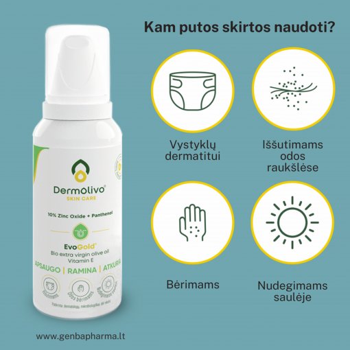 Dermolivo putos su cinko oksidu ir pantenoliu 100ml | Mano Vaistinė