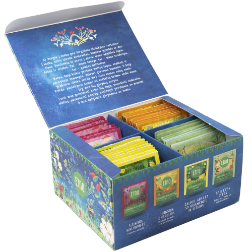 Vaisinis malonumas, gurkšnis energijos, žalioji arbata su ginkmedžiu ir citrina, saulėtas rytas Arbatų rinkinys ETNO, 40 pak. | Mano Vaistinė