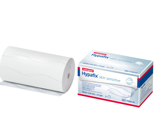 Silikonu dengtas, neaustinis, karpomas  Pleistras ritinėlyje (10 cm x 2 cm), jautriai odai LEUKOPLAST HYPAFIX | Mano Vaistinė