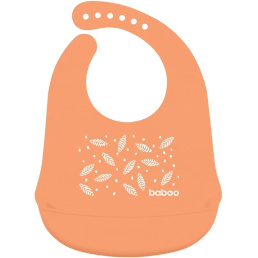Minkštas, švelnus ir patvarus Silikoninis seilinukas, 4+ mėn, BABOO (oranžinis) | Mano Vaistinė