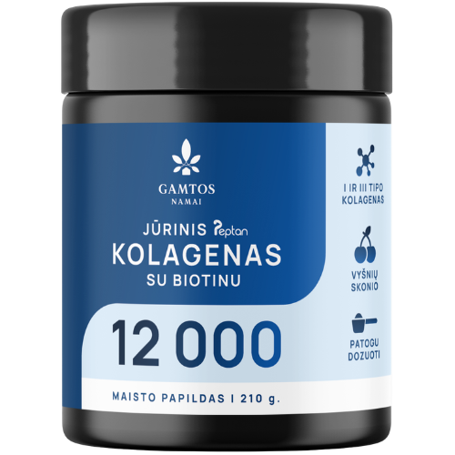 Odai, plaukams, sąnariams Jūrinis kolagenas vyšnių skonio GAMTOS NAMAI 12 000, 210 g | Mano Vaistinė Odai, plaukams, sąnariams Jūrinis kolagenas vyšnių skonio GAMTOS NAMAI 12 000, 210 g | Mano Vaistinė